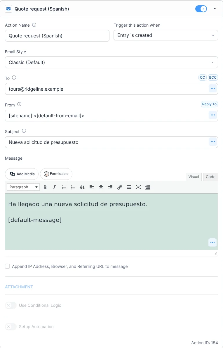 Configurazione delle impostazioni per l’e-mail in spagnolo