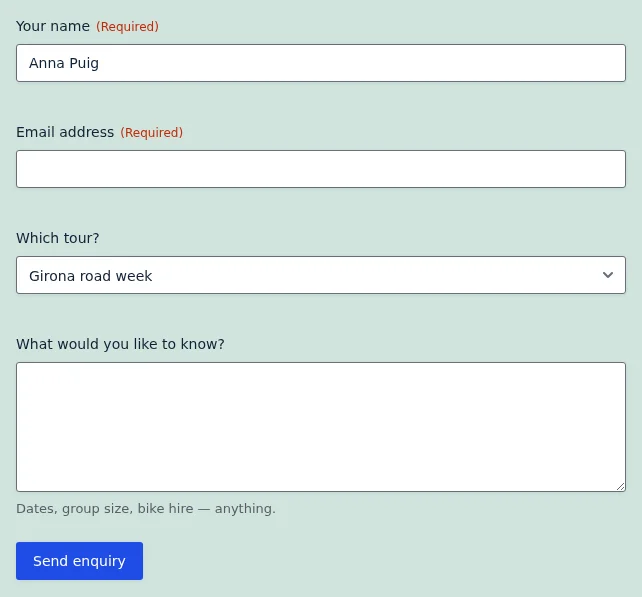 Contact form in English