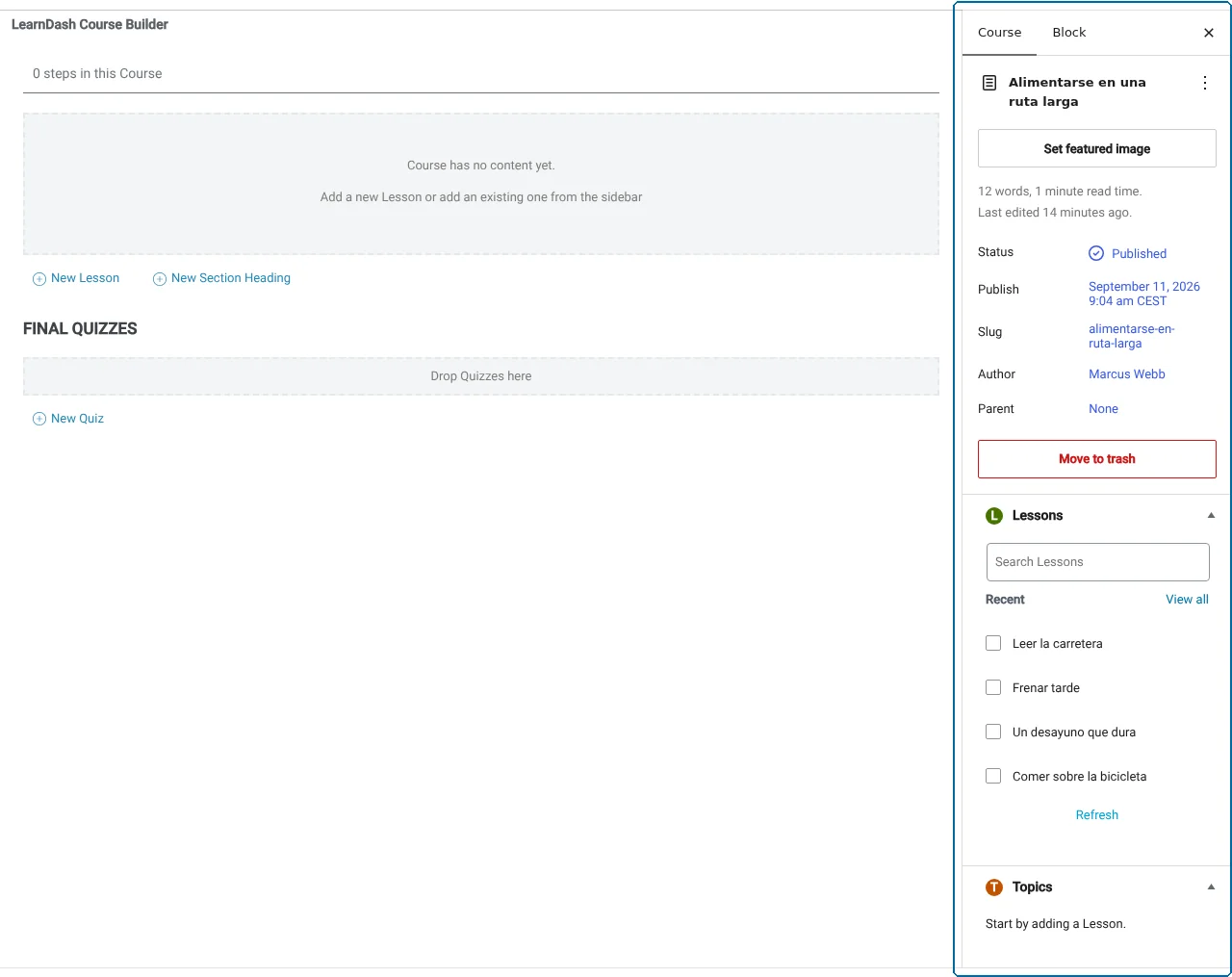 Adding translated components to the course