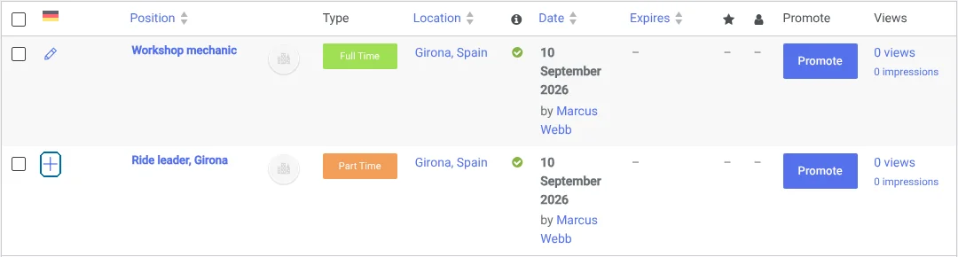 Clicking on the plus icon to translate a job listing