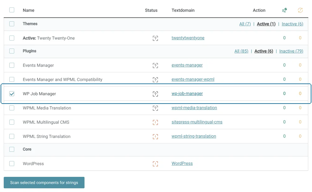 Scanning the plugin for strings