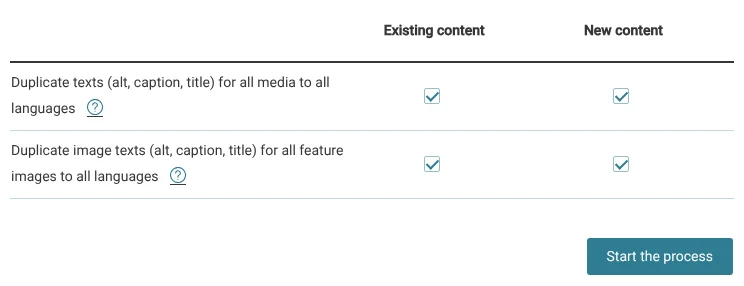 Updating Media Translation settings