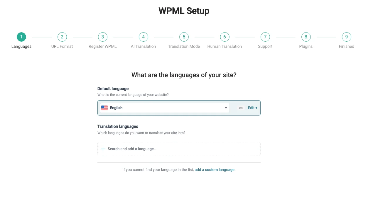 complete the WPML wizard