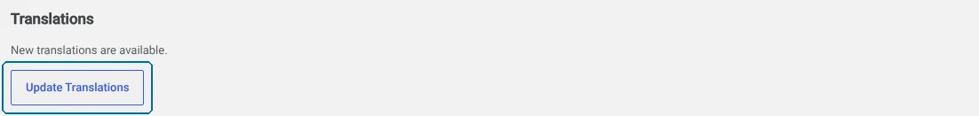 Atualizando traduções em Atualizações do WordPress