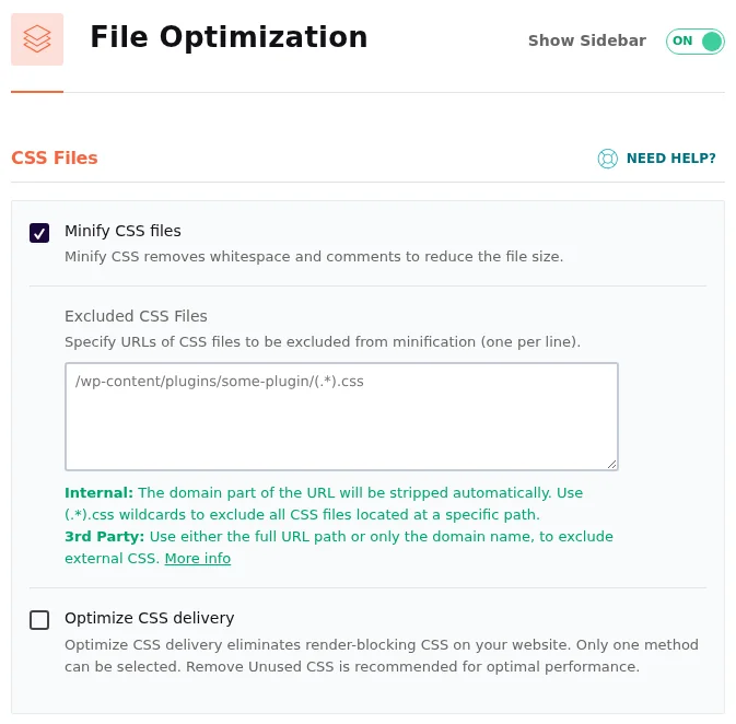 Setting File Optimization options