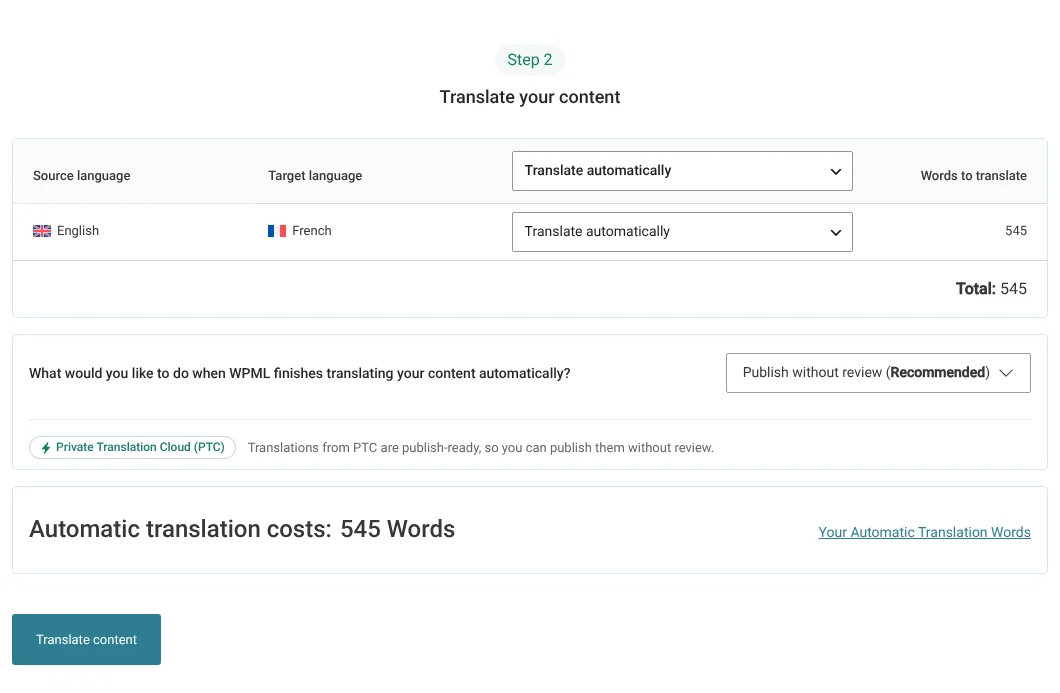 Choosing translation method