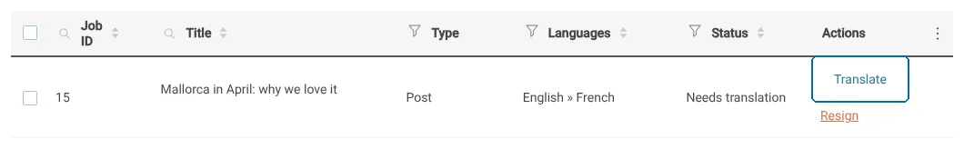 Translating manually from WPML > Translations