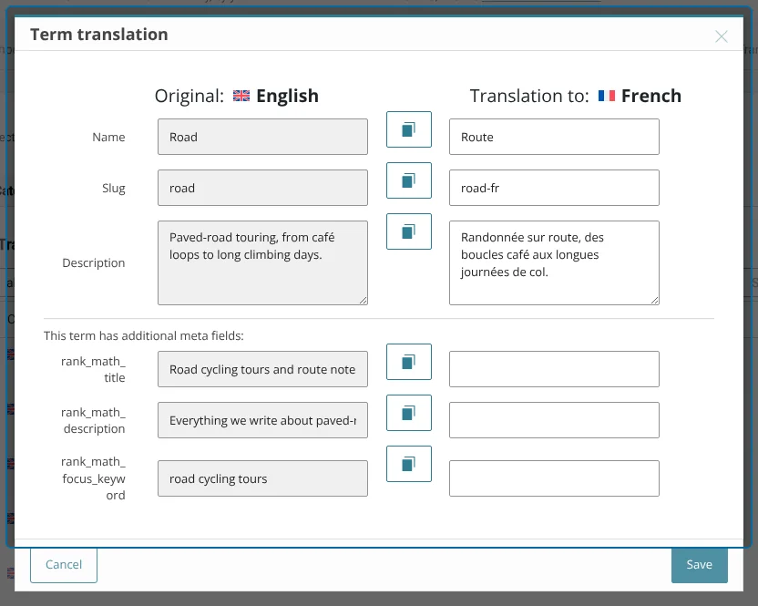 Translating taxonomy terms and metadata with WPML Taxonomy Translation