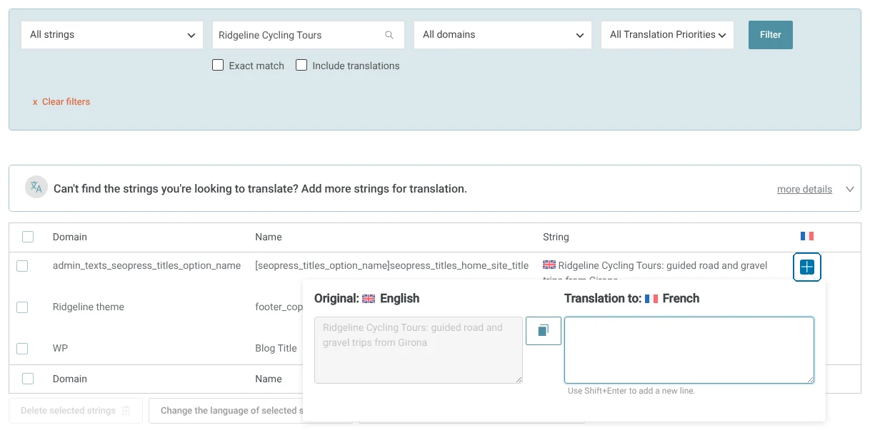 Translating the site title text