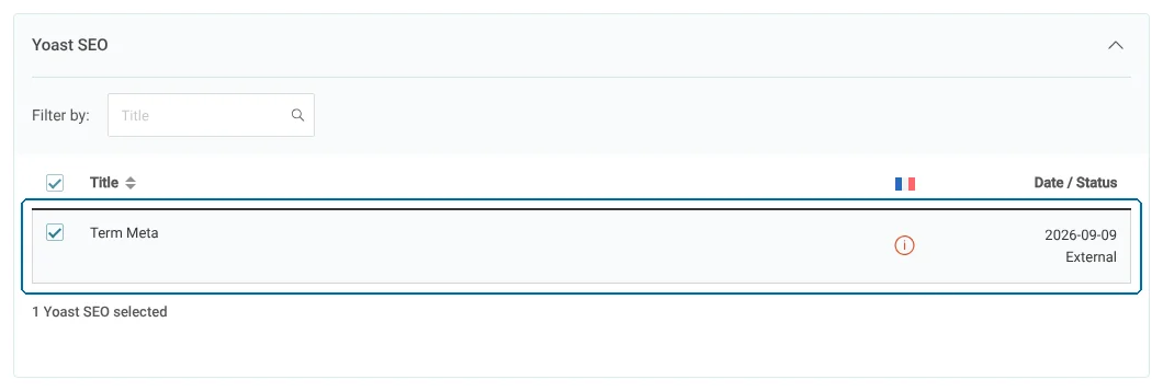 Translating Yoast SEO taxonomy metadata from the Translations dashboard