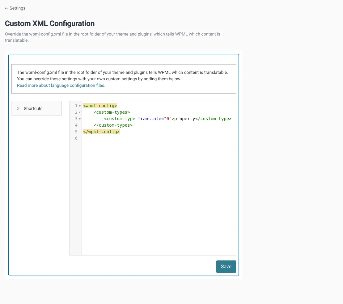 Overriding the language configuration settings of the parent theme
