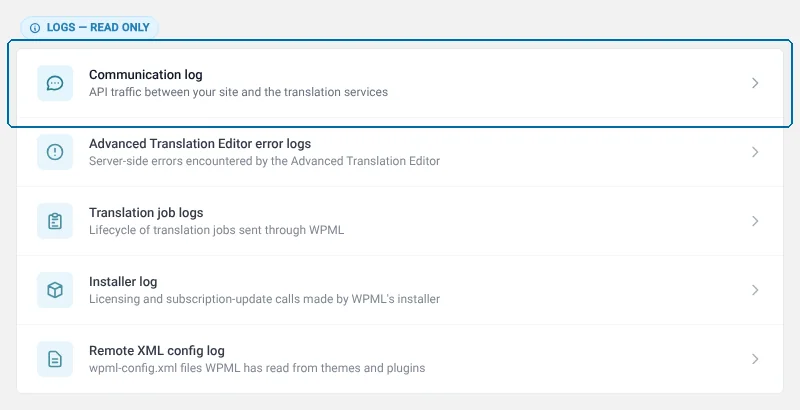 Access communication log page