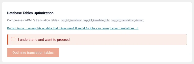Running the database tables optimization