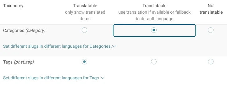 Setting taxonomies to fallback to default language