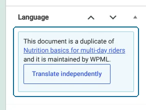 Clicking translate independently in WordPress editor
