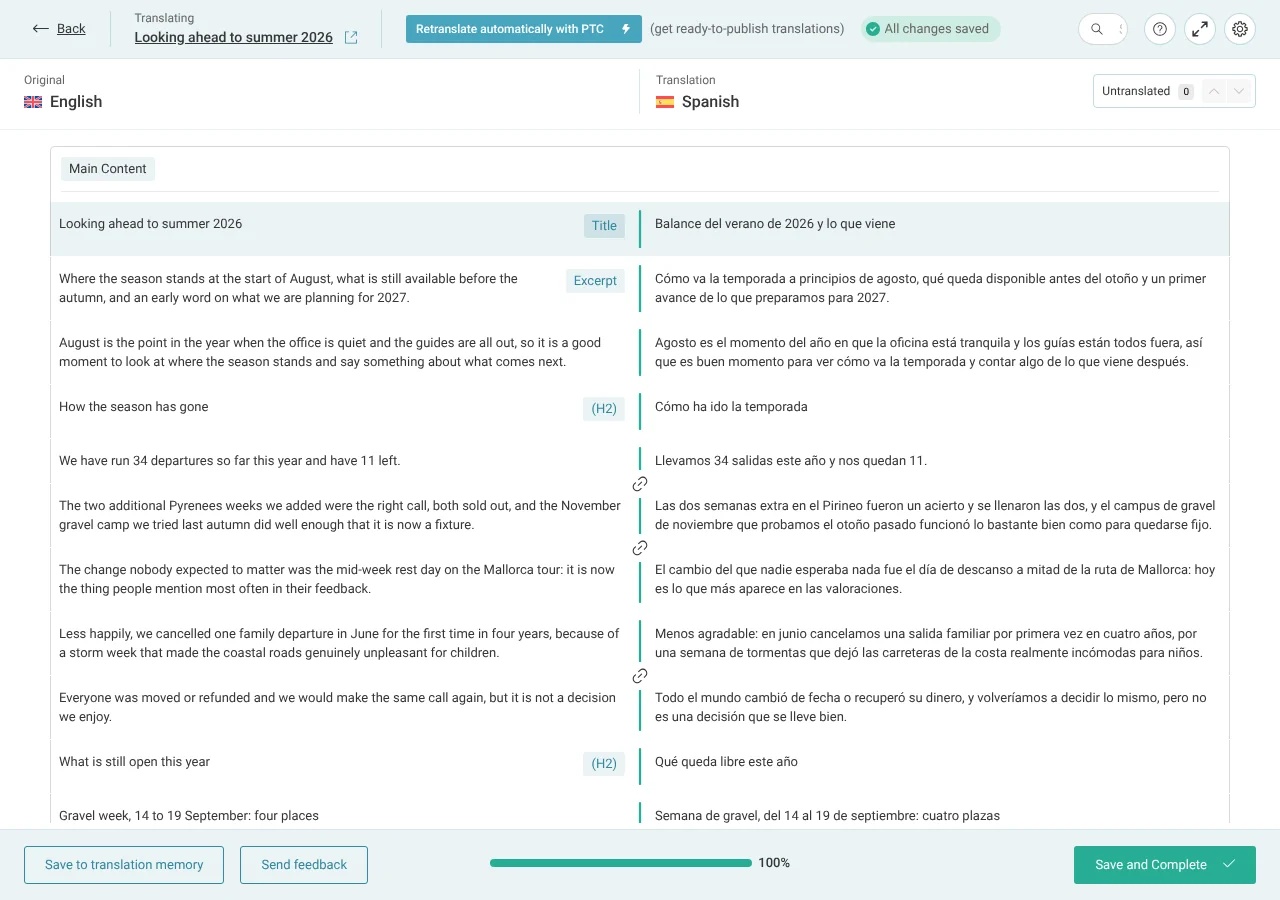 Editing translations in the Advanced Translation Editor
