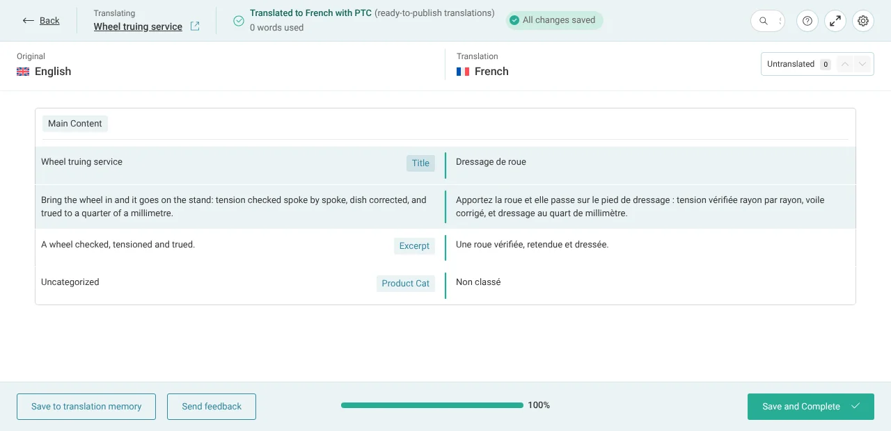 Translating a vendor product using WPML’s Advanced Translation Editor