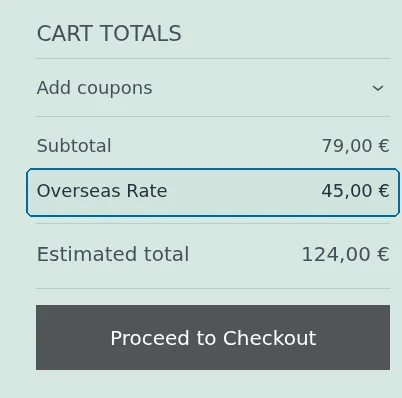 The shipping method’s name in the cart