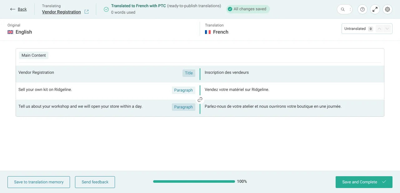 Translating the page content