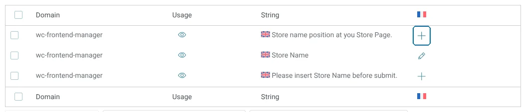 Translating the text on the String Translation screen