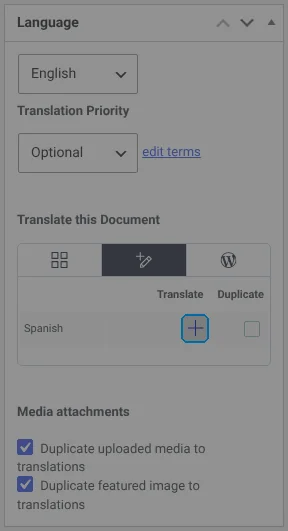 Click the plus icon to translate the page