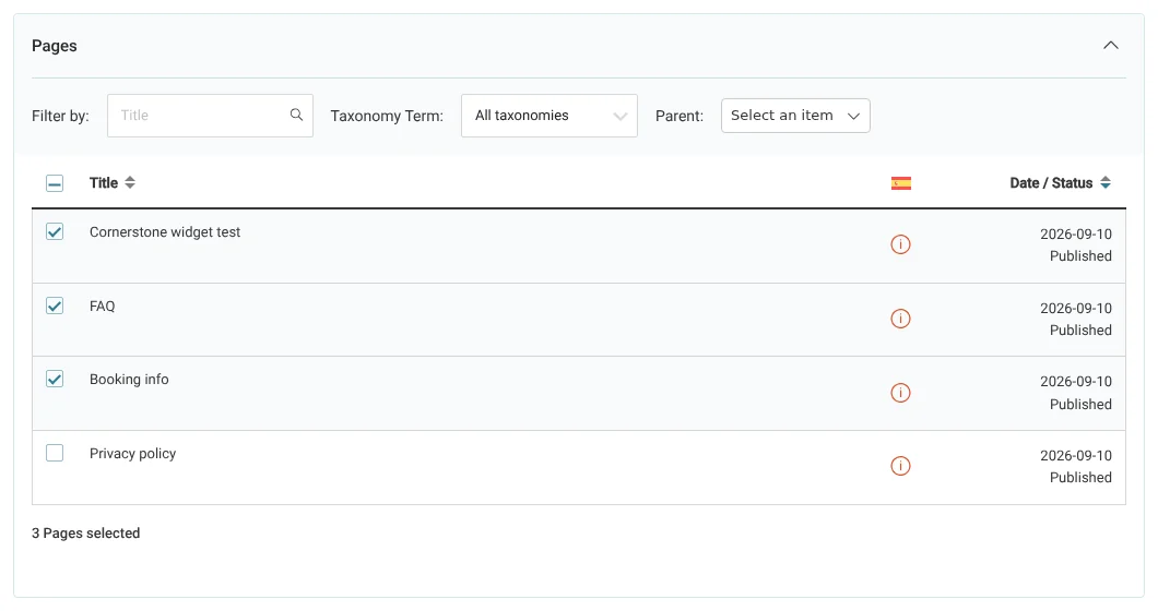Sending X Theme pages for translation in the Translations dashboard