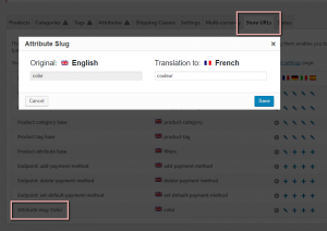 Translating attribute slugs