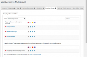 Shipping Classes page in WooCommerce Multilingual