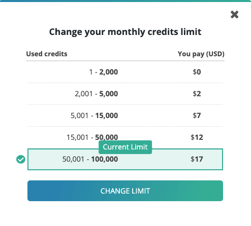 Changing your payment limit
