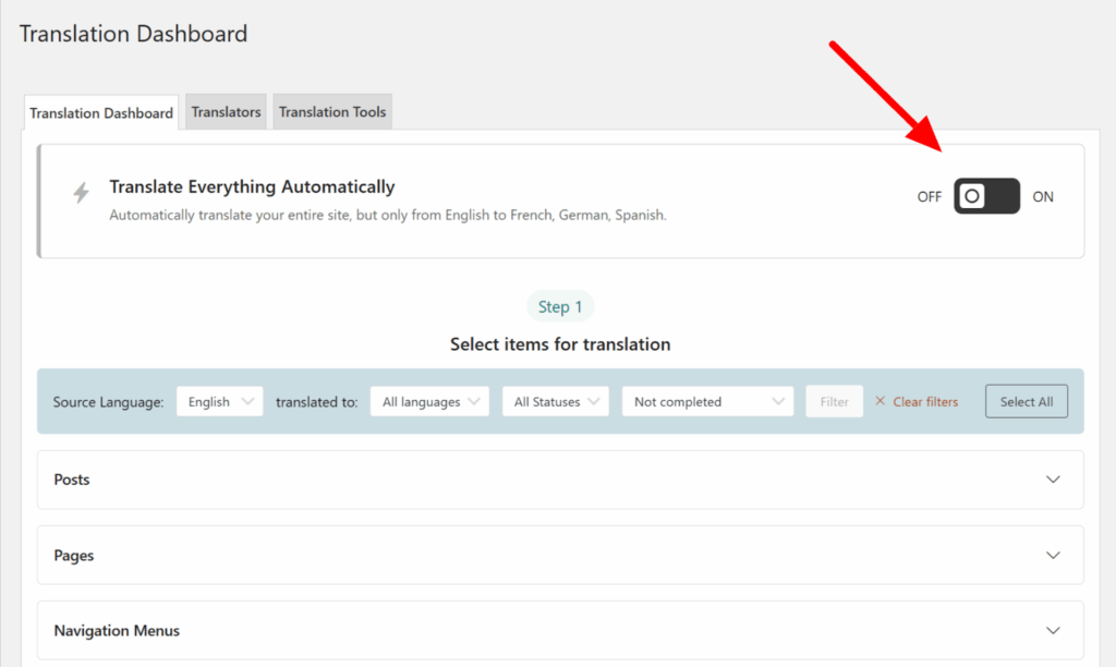 Enabling Translate Everything Automatically