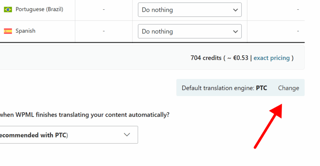 Change translation engines link