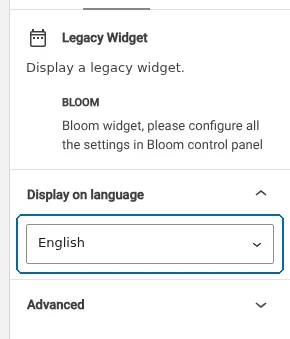 Selecting the language to display the widget on